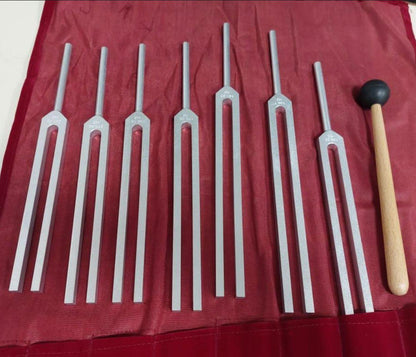 Seven Chakra Tuning Forks - Unweighted, Uncolored - Yogic Box